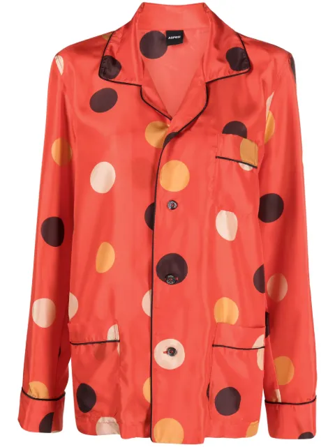 ASPESI dot-print silk shirt Red G602