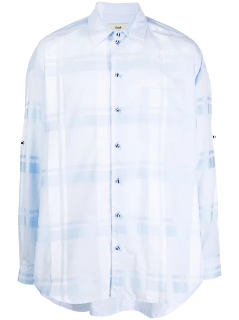 GmbH semi-sheer plaid cotton shirt Blue BERTILSS23C