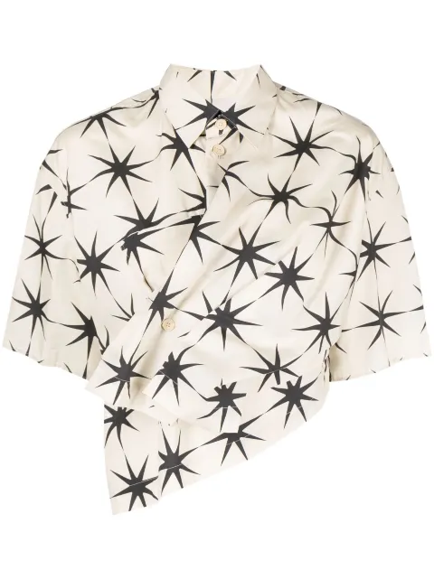 JNBY short-sleeve cropped cotton shirt Neutrals 5N4210880