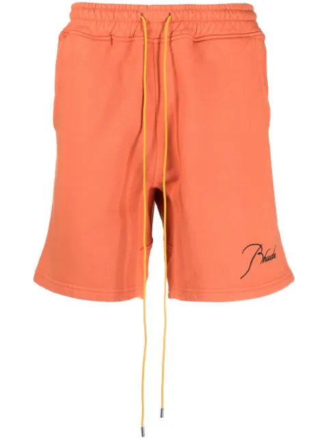 RHUDE embroidered-logo cotton track shorts Orange RHSS23SH49826120