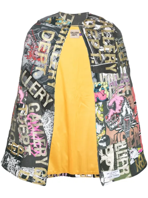 GALLERY DEPT. logo-patchwork cotton cape Black DRO7099