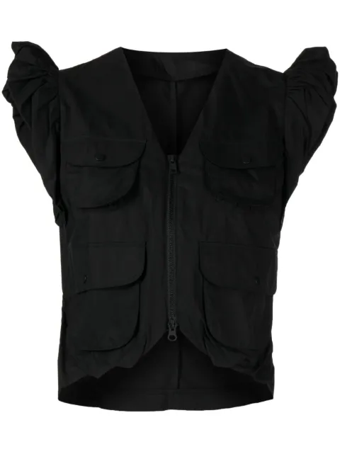 JNBY ruffled-sleeve cotton blouse Black 5N4514460
