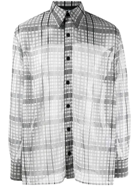 AV Vattev semi-sheer check-print shirt Grey S02F