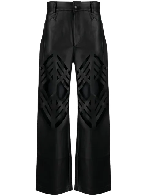 AV Vattev laser-cut straight-leg trousers Black P022F