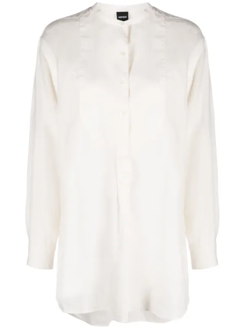 ASPESI collarless linen bib shirt Neutrals 5441C195