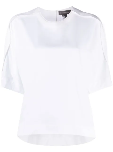 Lorena Antoniazzi pleat-detail short-sleeved blouse White E2383TS34A3404