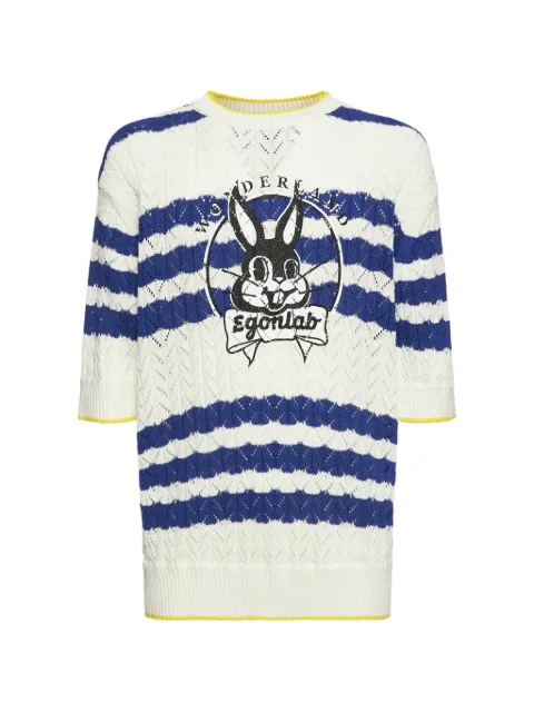 EGONlab. bunny striped T-shirt White SS23KN004B