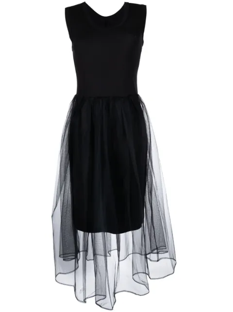 JNBY sleeveless tulle-panel dress Black 5N3G13550