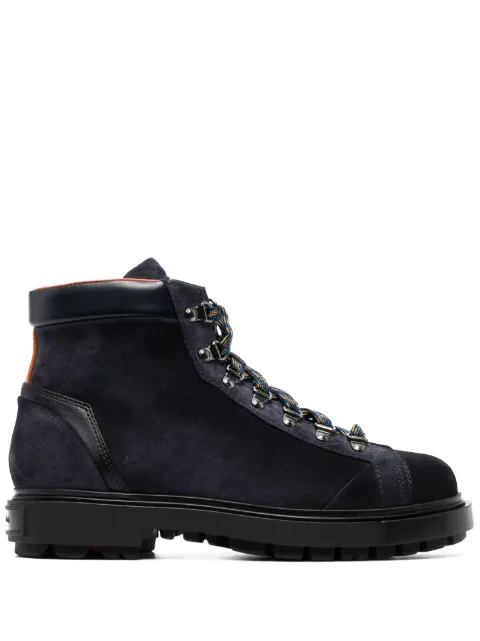 Santoni suede lace-up boots Blue MGSM18190NERBRAUU60