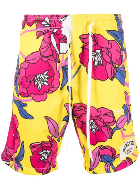 P.A.R.O.S.H. floral-print knee-length shorts Yellow PASKETU210121