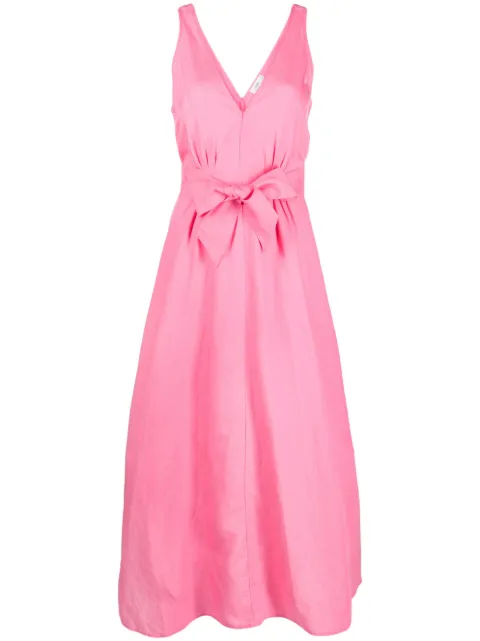 Closed belted-waist sleeveless dress Pink C9828526N22