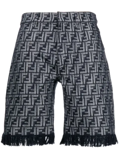 FENDI fringed monogram bermuda shorts Blue FLP307AMZ3
