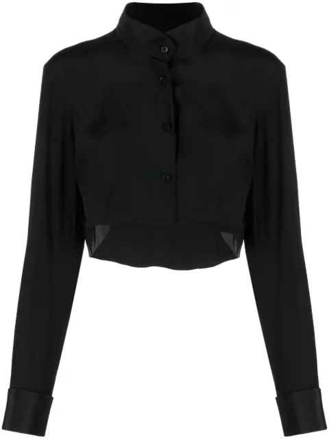 Almaz Split silk cropped shirt Black SH0302SS23