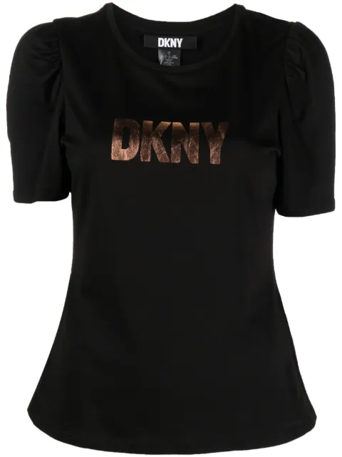 DKNY logo-print short-sleeved cotton T-shirt Black P3AHSOQX