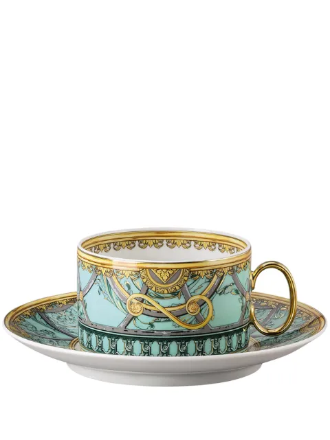 Versace Scala del Palazzo teacup and saucers (set of 6) Green 1933540366429250