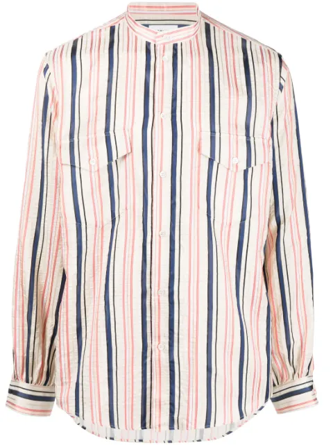 Bally long-sleeve striped silk shirt Neutrals 6303998