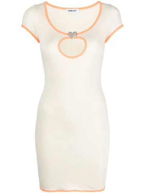 AMBUSH cut-out trim-detail mini dress Neutrals BWDB043S23JER001