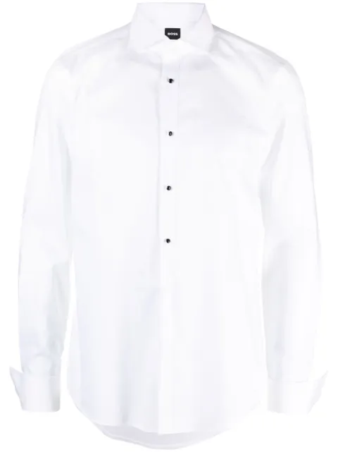 BOSS slim-fit dress shirt in easy-iron stretch-cotton poplin White 50480070
