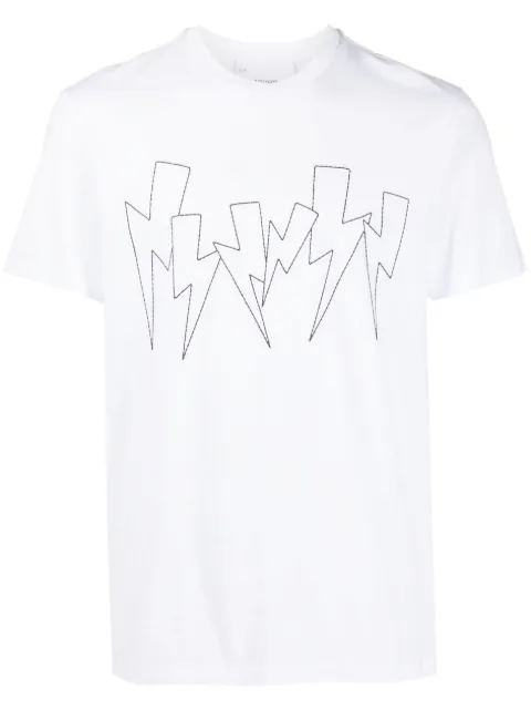Neil Barrett Thunderbolt-print crew-neck T-shirt White PBJT163U500C