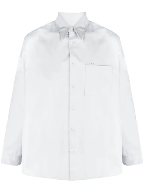 Marni logo-embroidered cotton shirt Grey CUMU0061S0UTC084