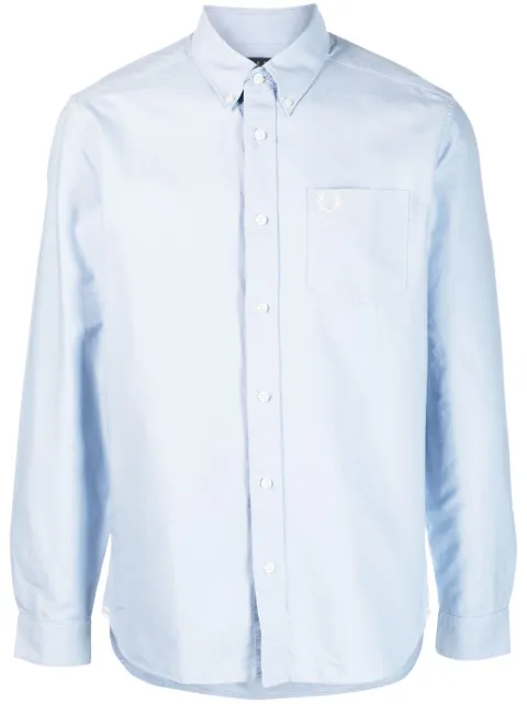 Fred Perry logo-embroidery cotton shirt Blue M5516