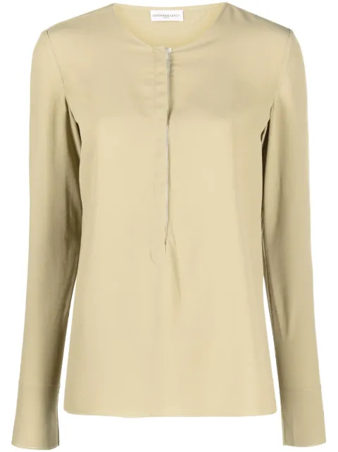 Veronique Leroy round-neck long-sleeve blouse Green GRALTOP032