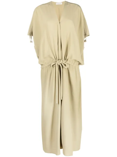 Veronique Leroy tie-fastening long dress Green GRALDRE016