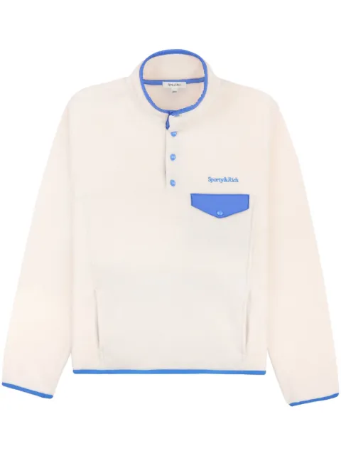 Sporty & Rich Serif logo-embroidered polar sweatshirt White QZ741CR
