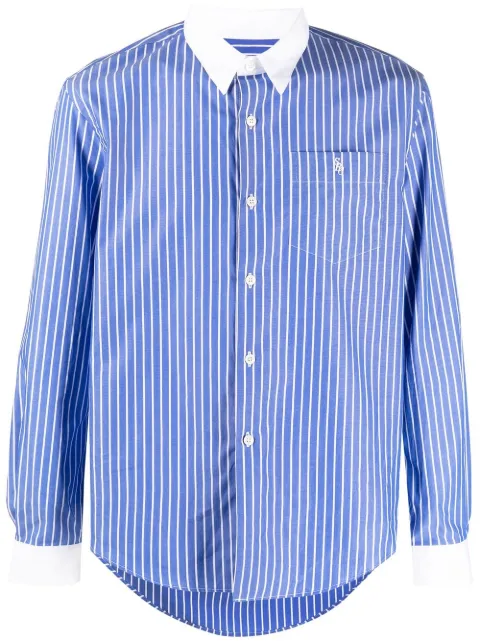Sporty & Rich logo-embroidered stripe-print shirt Blue ST692NA