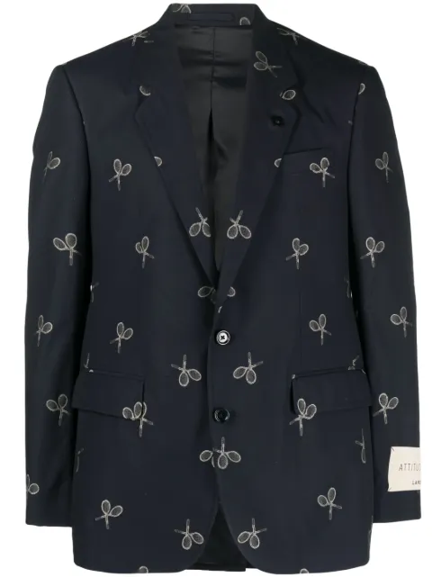 Lardini graphic-print single-breasted blazer Blue EP6911VEPAT60572