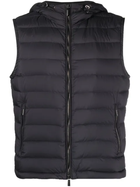 Moorer zipped hooded gilet Grey MOUGI100013TEPA028