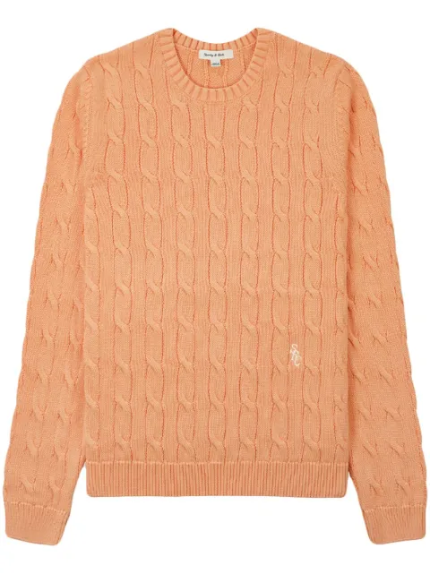 Sporty & Rich logo-embroidered cable-knit jumper Orange CR496GF