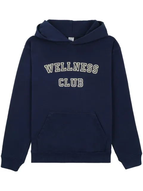 Sporty & Rich slogan-print cotton hoodie Blue HO761NA