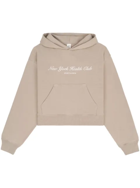 Sporty & Rich NY Health Club cropped hoodie Grey HC831EL