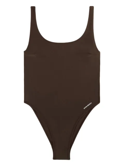 Sporty & Rich Carla logo-print swimsuit Brown SM811CH