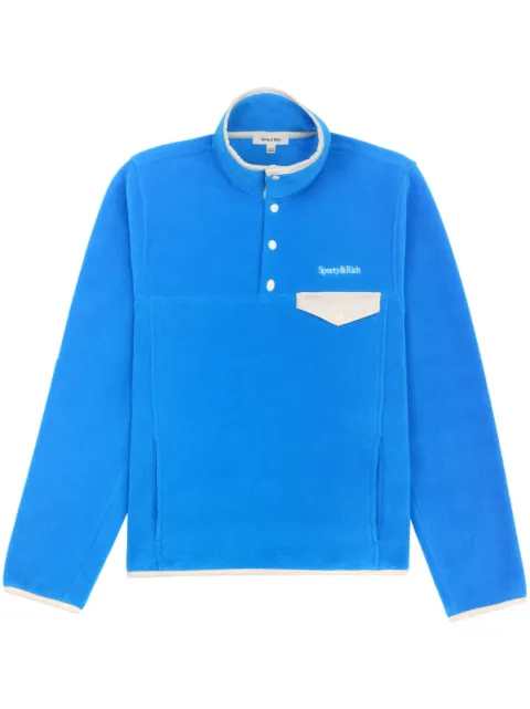 Sporty & Rich logo-embroidered fleece sweatshirt Blue QZ741OC