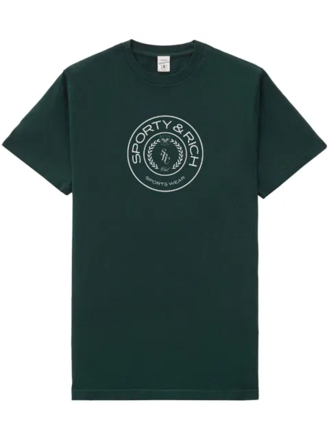 Sporty & Rich logo-print cotton T-shirt Green TS716FO
