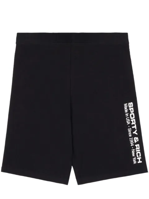 Sporty & Rich reflective logo-print cycling shorts Black SH831BK
