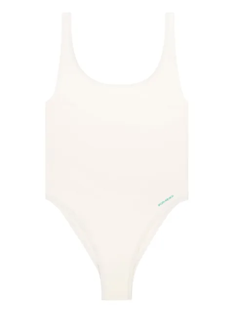 Sporty & Rich Carla logo-print swimsuit Neutrals SM811CR