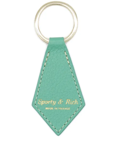 Sporty & Rich logo-print leather keychain Green AC744VE