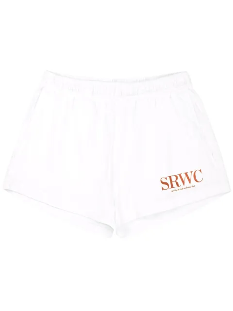 Sporty & Rich logo-print cotton shorts White SH544WH