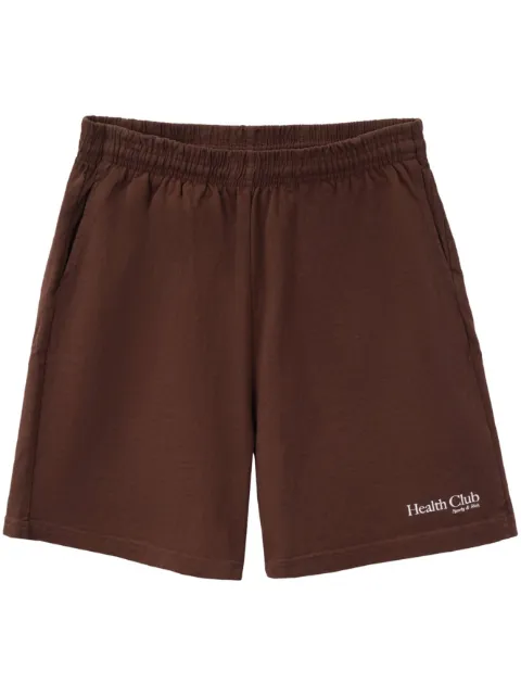Sporty & Rich Health Club logo-print shorts Brown SH554CH