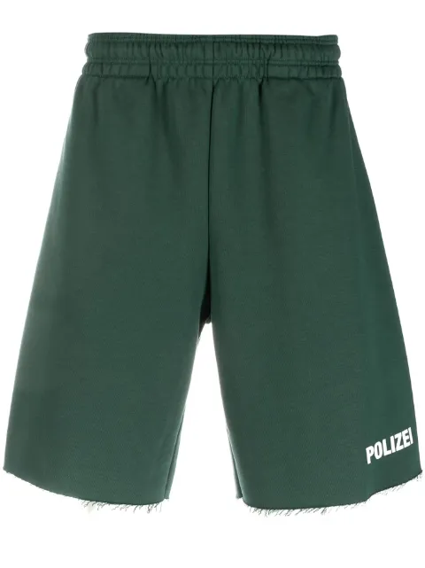 VETEMENTS Polizei raw-edge shorts Green UE63SS450G
