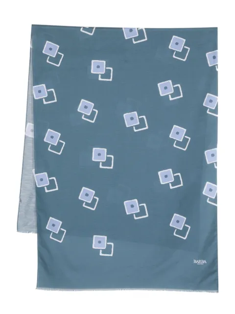 Barba graphic-print frayed scarf Blue DIS