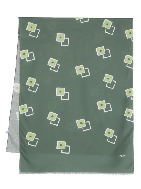 Barba graphic-print frayed scarf Green DIS
