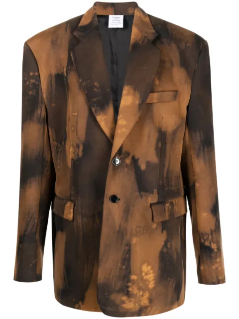 VETEMENTS Overbleached single-breasted blazer Brown UE63JA160B