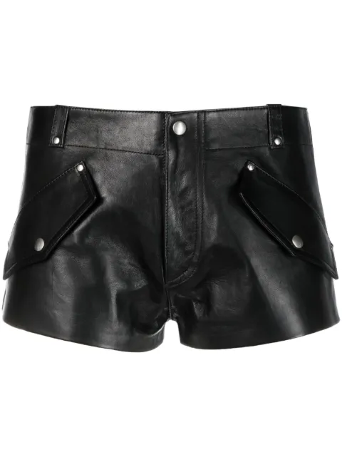 Durazzi Milano flap-detail mini leather shorts Black SS23LP02