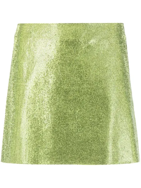 Nuè rhinestone-embellished silk mini skirt Green 115CAMILLE