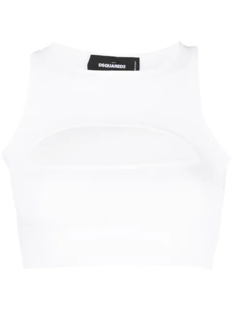 DSQUARED2 cut-out sleeveless cropped top White S72NC1012S18245