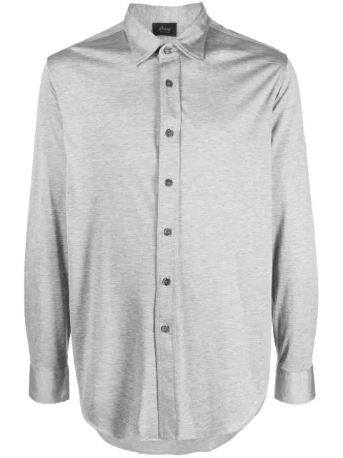 Brioni mélange-effect button shirt Grey UJNQ0LPA6241300
